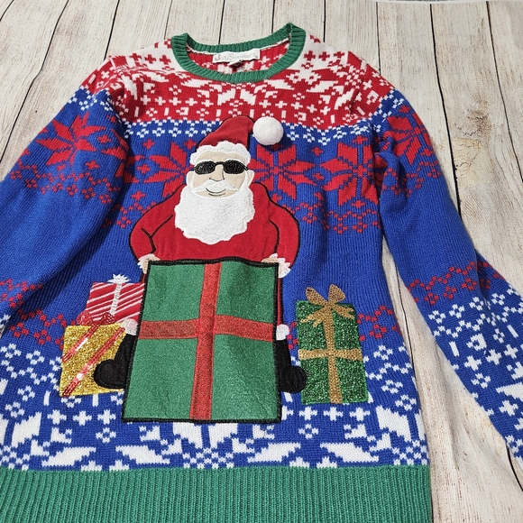 Jolly Sweater Mens Santa ugly Christmas sweater size small - Picture 2 of 6